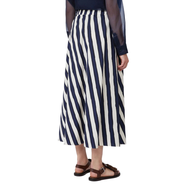 Duomo Printed Poplin Pleated Midi Skirt image number null
