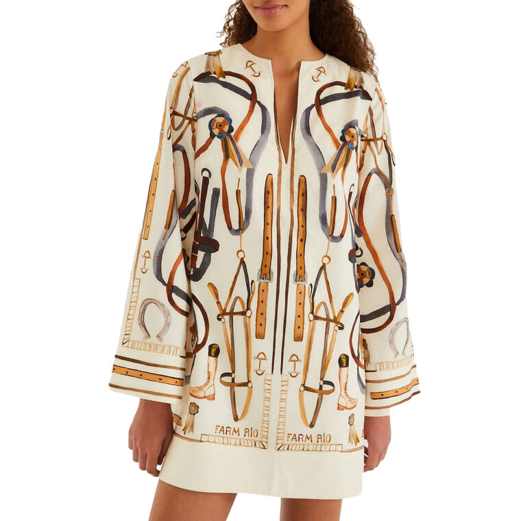 Equestrian Scarf Long Sleeve Cape Mini Dress image number null