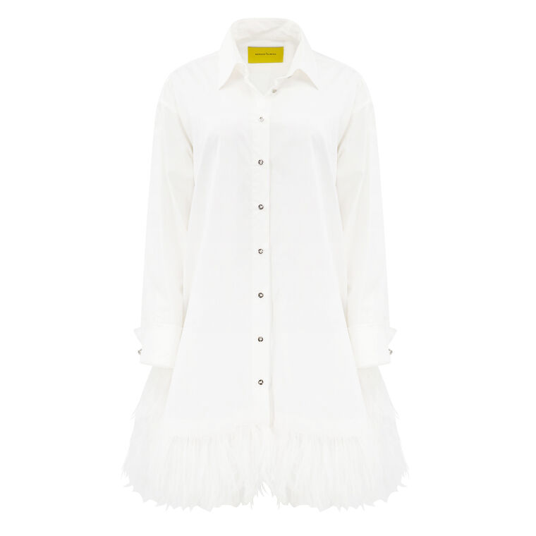Feather Hem Shirt Dress image number null