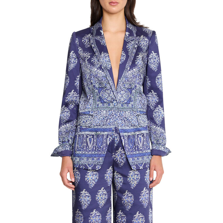Maeve Mixed Paisley Print Satin Jacket image number null