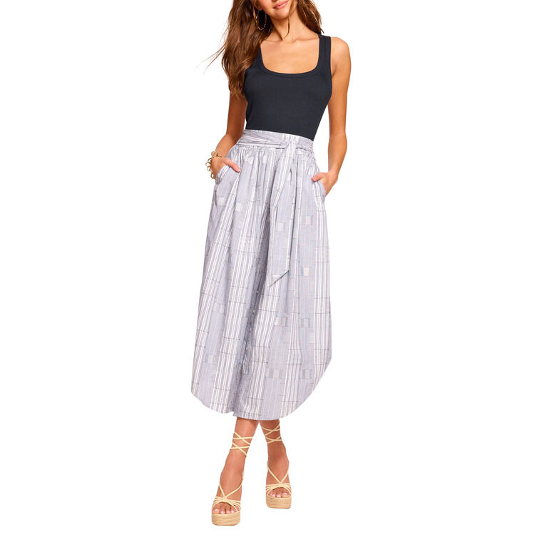Aralyn Poplin Combo Sleeveless Midi Dress image number null