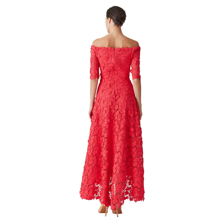 Lace Off The Shoulder High Low Dress image number null