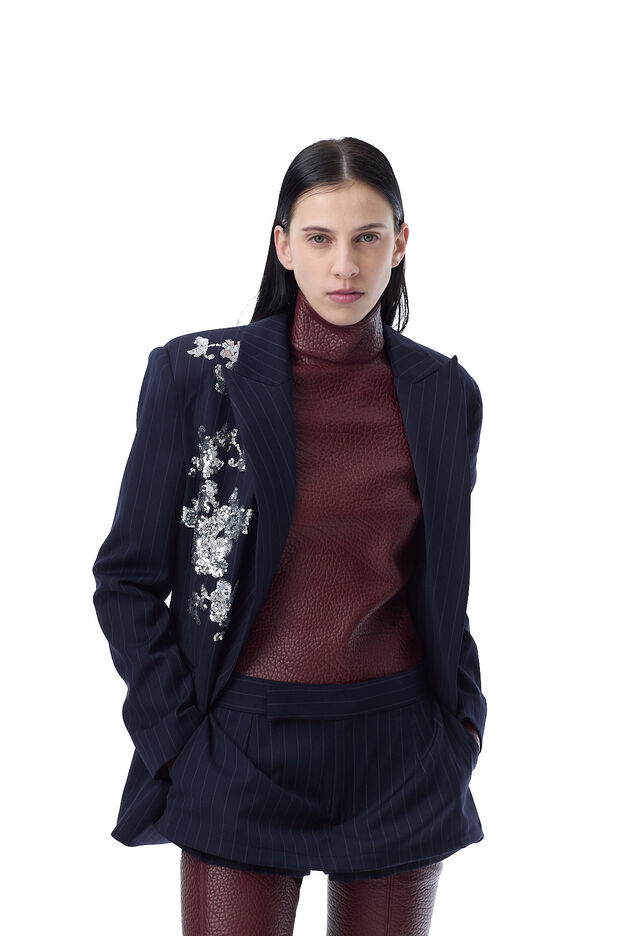 Pinstripe Blazer With Sequin Embellishment image number null
