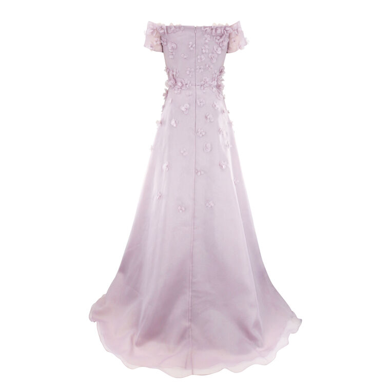 Off Shoulder Gown With 3D Flowers image number null