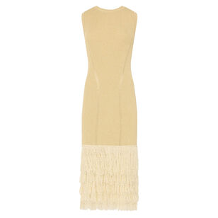 Raz Metallic Fringe Ribbed Knit Sleeveless Midi Dress