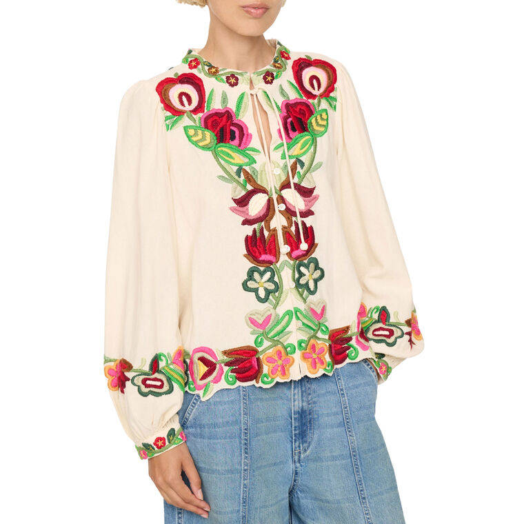 Wilhelmina Embellished Long Sleeve Top image number null