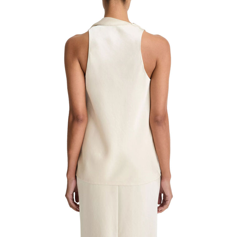 Fluid Satin Sleeveless Scarf Top image number null