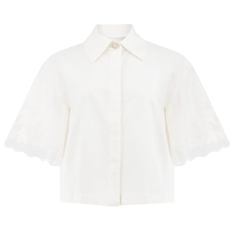 Daphne Short Sleeve Cropped Boxy Shirt image number null