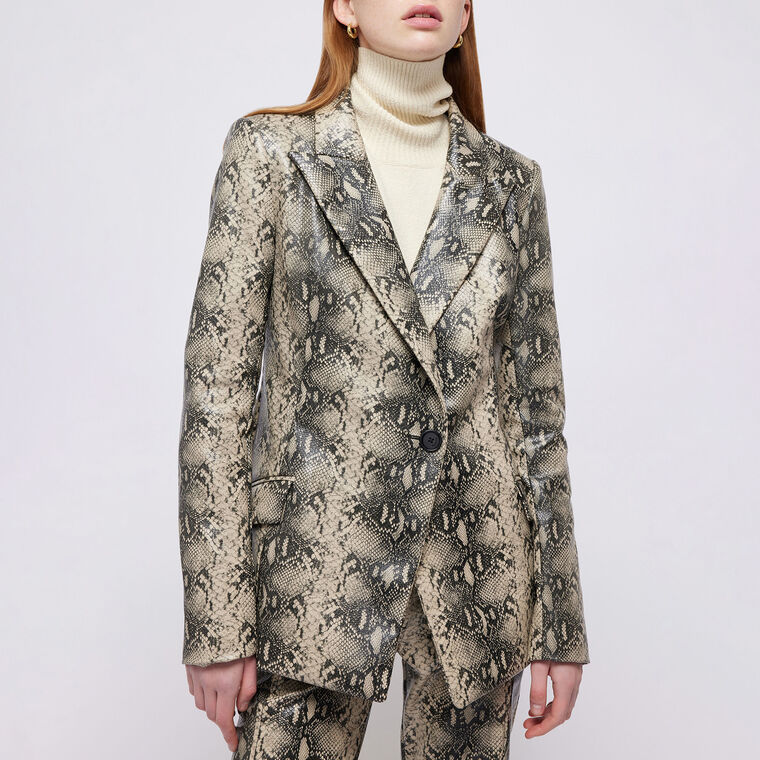 Afia Snake-Print Single-Breasted Blazer image number null