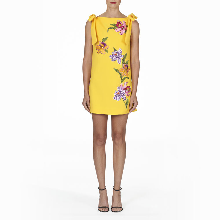Embroidered Sleeveless Shift Dress With Boatneck image number null