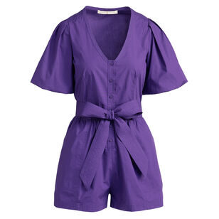 Devin Puff Sleeve Belted Romper
