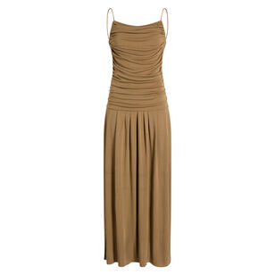 Reese Sleeveless Ruched Matte Jersey Midi Dress