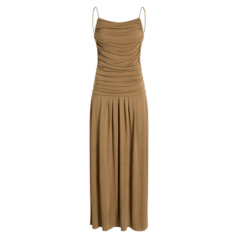 Reese Sleeveless Ruched Matte Jersey Midi Dress image number null