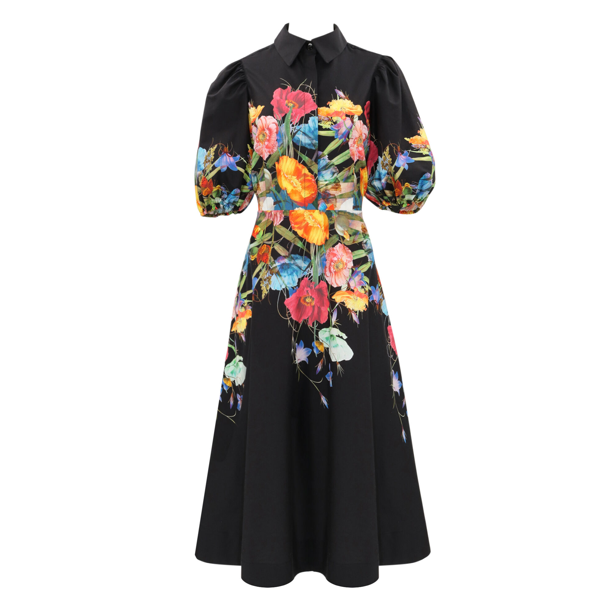 Cotton Shirt Dress With Puff Sleeves Cotton Shirt Dress With Puff Sleeves