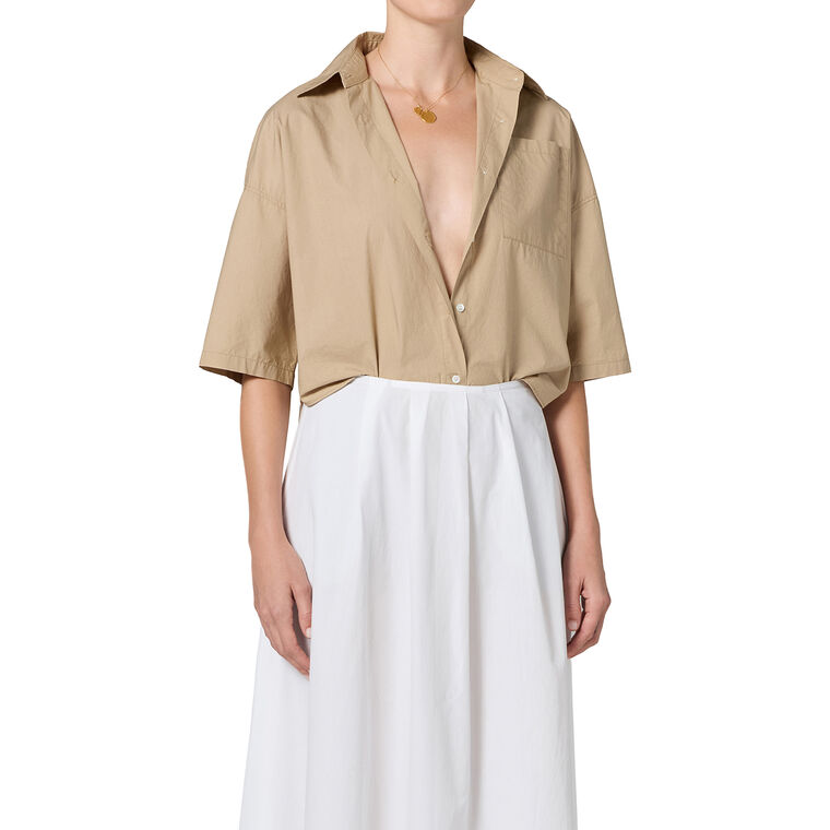 Frances Short Sleeve Cropped Cape Button Up image number null