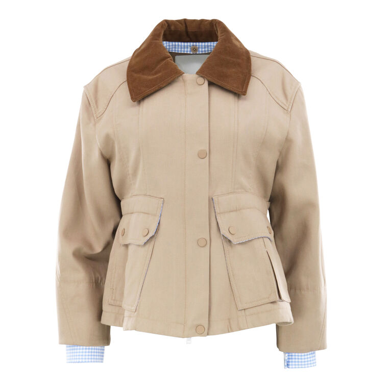 Cropped Flounce Combo Jacket image number null