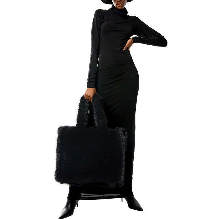 Oversized Faux Fur Tote image number null
