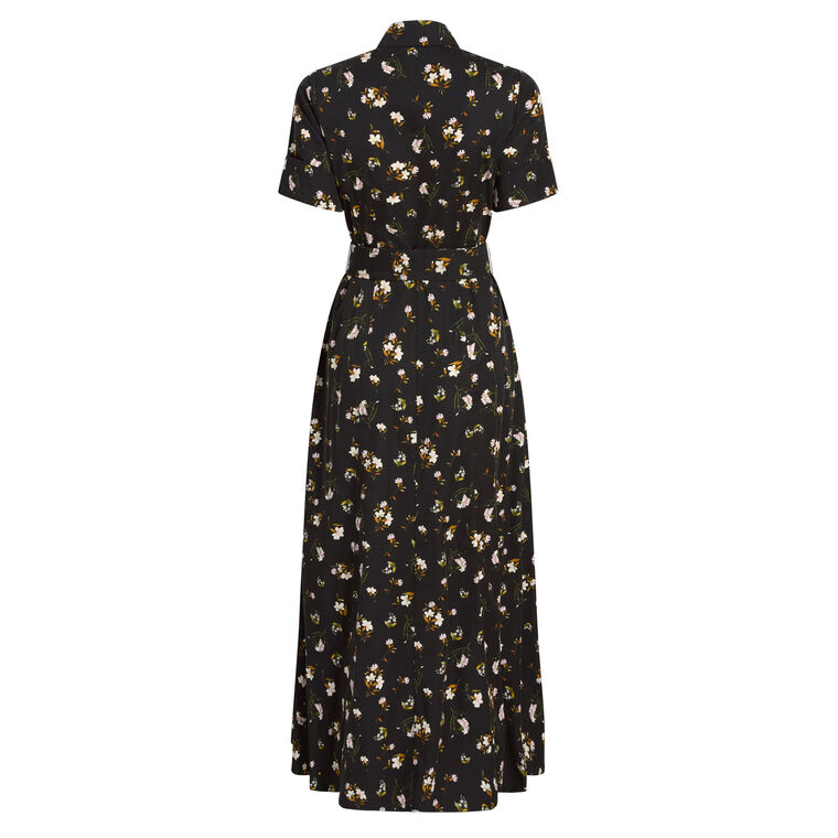 Leighton Short Sleeve Belted Midi Dress In Printed Cotton image number null