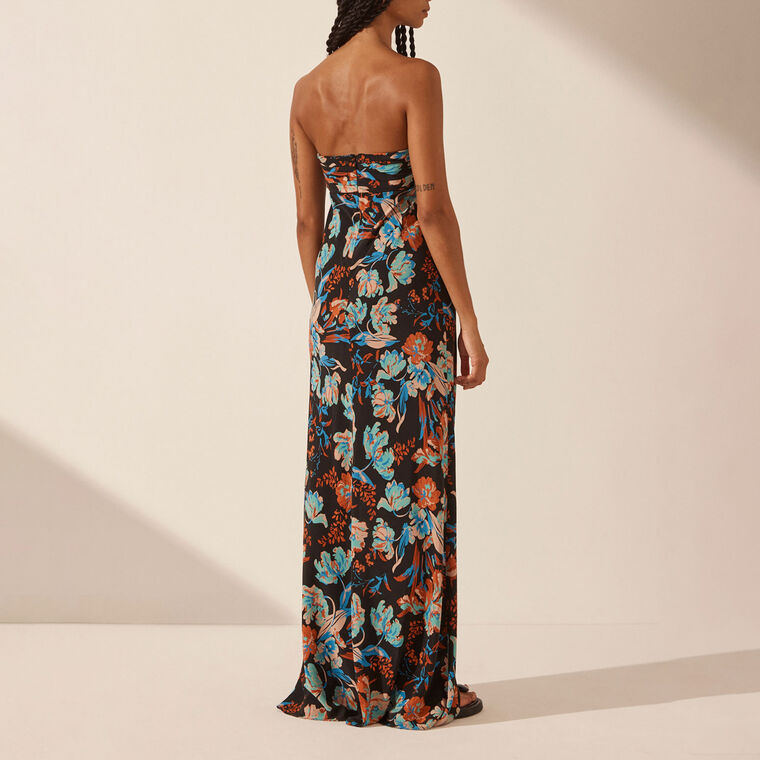 Flotte Silk Ruched Bodice Maxi Dress image number null
