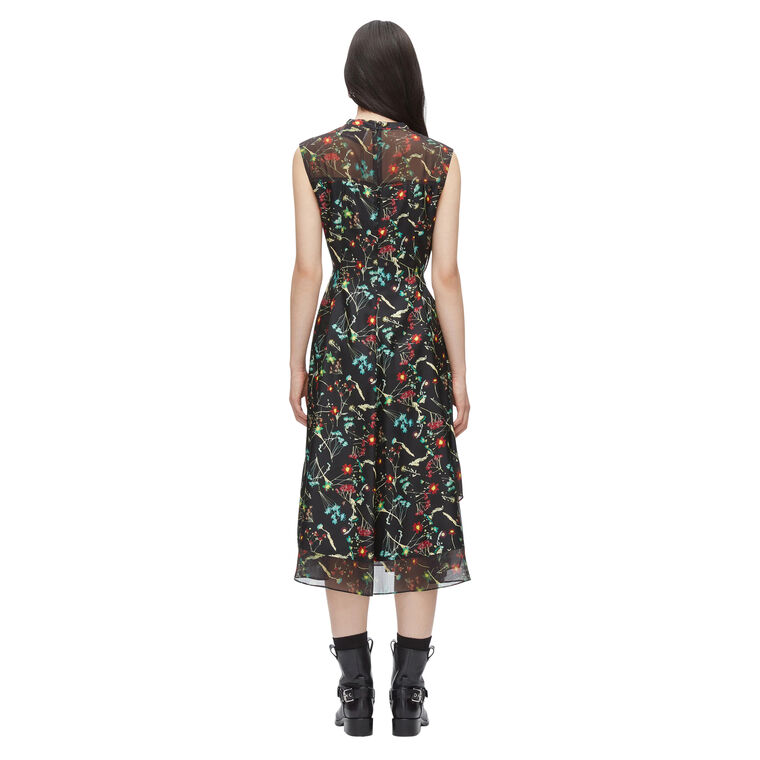 Bliss Floral Sleeveless Silk Chiffon Midi Dress image number null