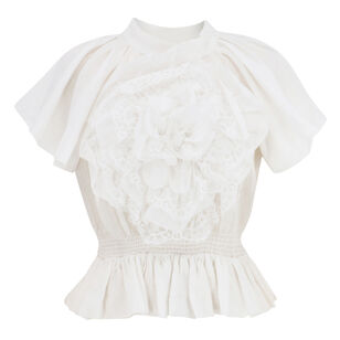 Holden Lace Flower Flutter Sleeve Top
