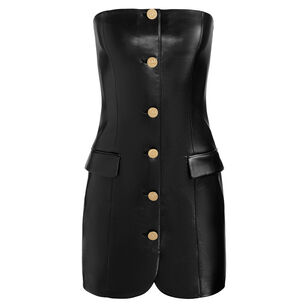 Madison Vegan Leather Strapless Blazer Mini Dress