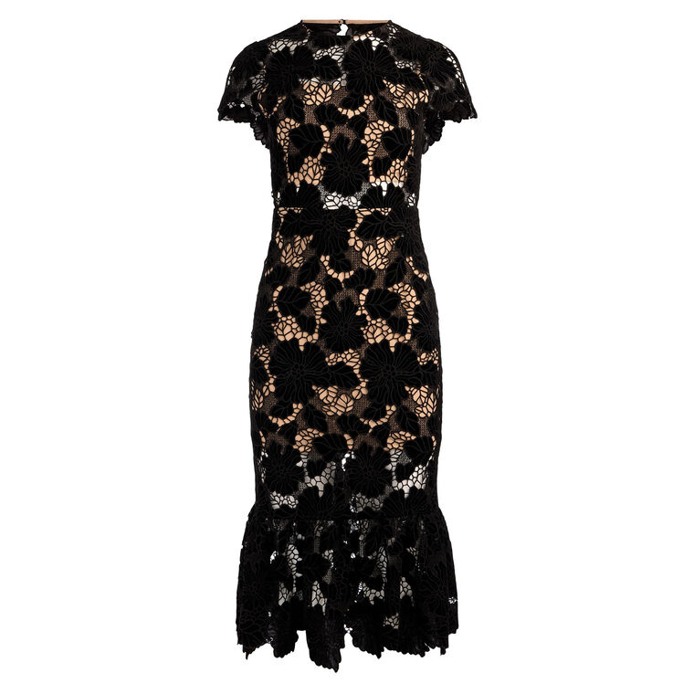 Clover Short Sleeve Open Back Midi Dress image number null