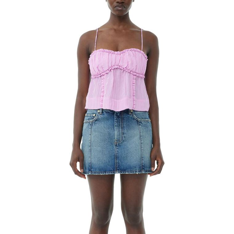 Sparkle Logo Denim Mini Skirt image number null