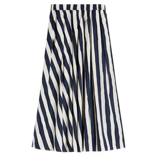 Duomo Printed Poplin Pleated Midi Skirt