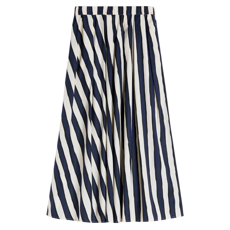 Duomo Printed Poplin Pleated Midi Skirt image number null