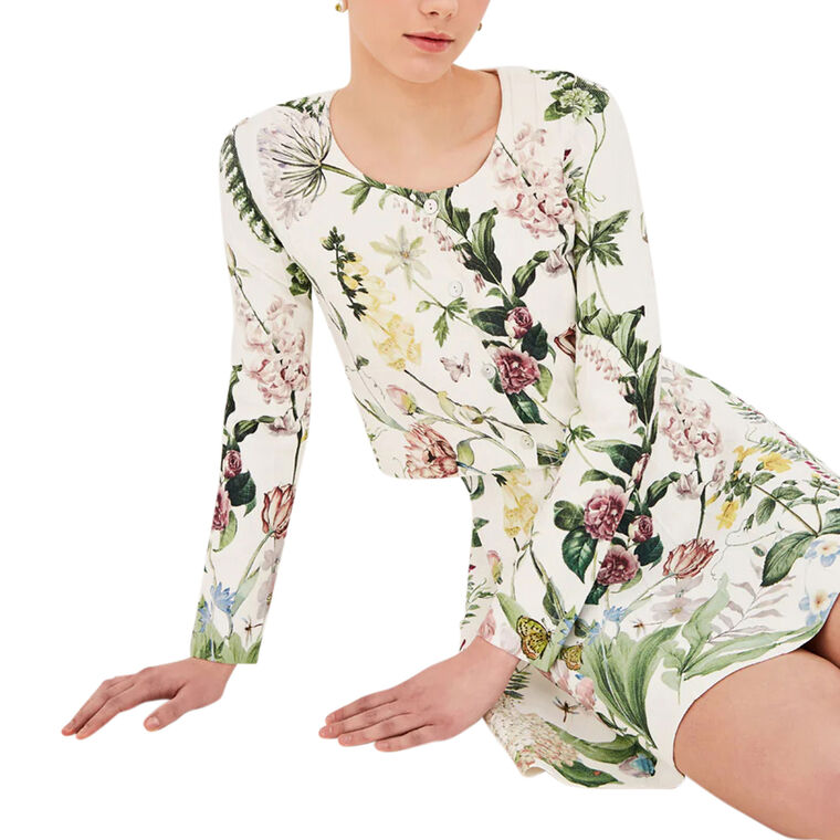 Rose Long Sleeve Cropped Cardigan image number null