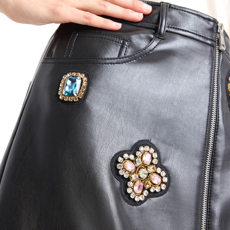 Baroque Patches Genevieve Vegan Leather Mini Skirt image number null