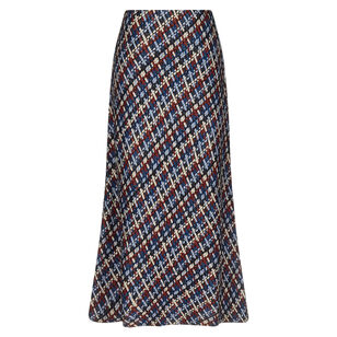 Woven Leather A-Line Midi-Skirt
