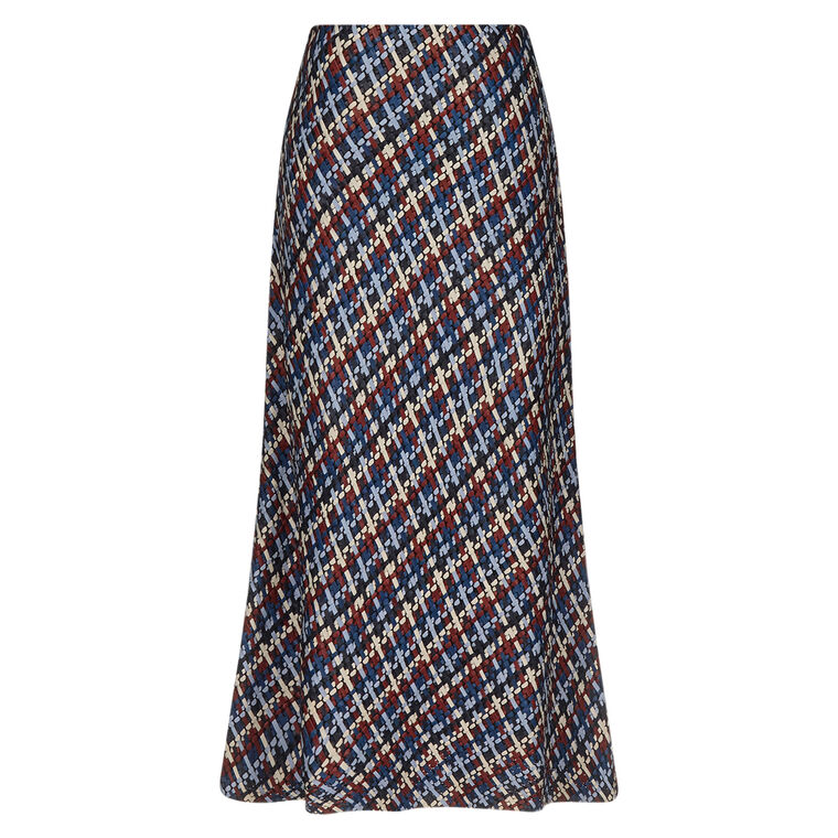 Woven Leather A-Line Midi-Skirt image number null