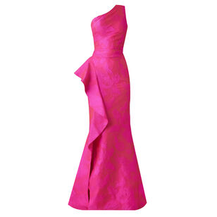 One-Shoulder Side Ruffle Gown