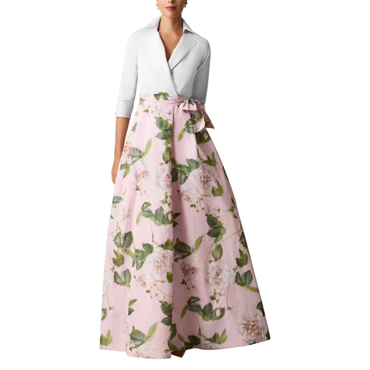 Taffeta Floral Print Shirt Dress image number null