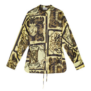 Printed Silk Twill Long Sleeve Shirt