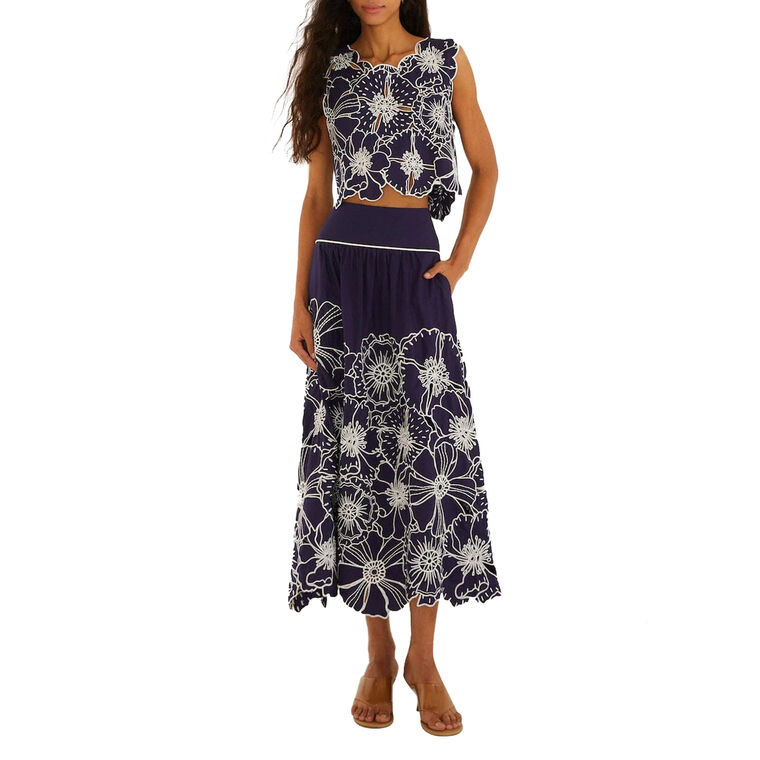 Richelieu Floral Embroidered Sleeveless Crop Top image number null