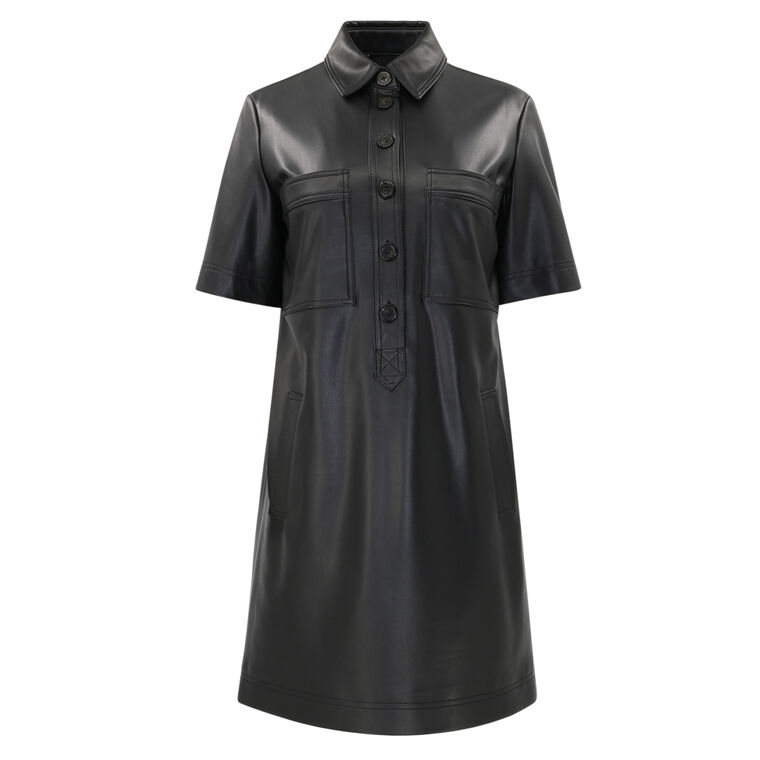 Koulis Vegan Leather Shirt Dress image number null