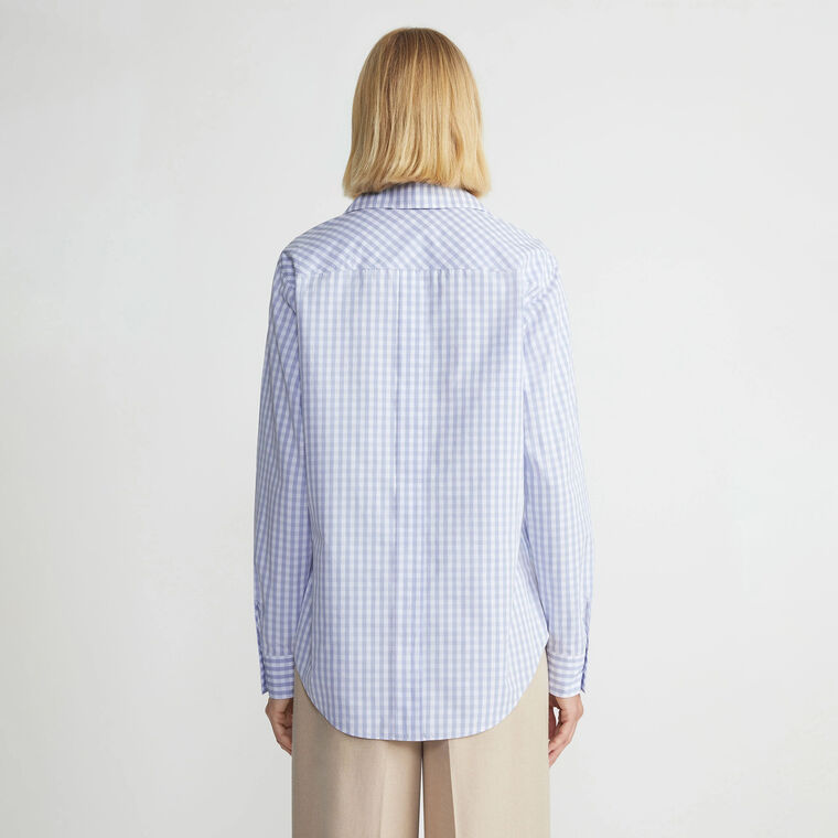 Gingham Notched Shawl Collar Shirt image number null