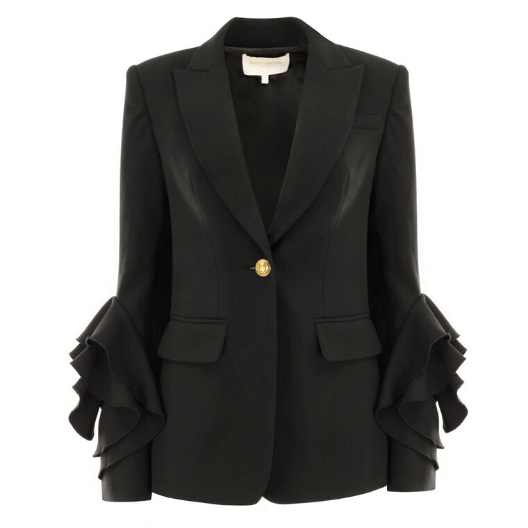 Leah Tailored Ruffle Blazer With Statement Sleeves image number null