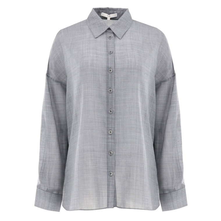 Sheer Wool Gauze Oversized Shirt image number null