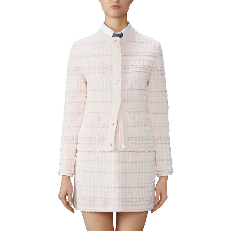 Seersucker Knit Tweed Jacquard Cardigan image number null