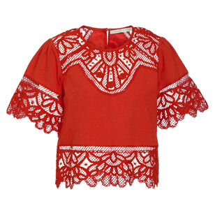 Kourt Short Sleeve Lace Detail Top