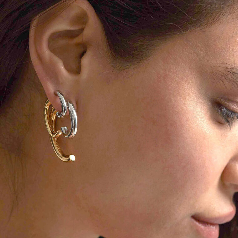 Mini Two-Tone Luna Earrings image number null