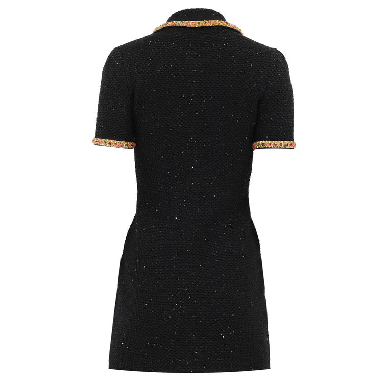 Black Sequin Embellished Knit Dress image number null