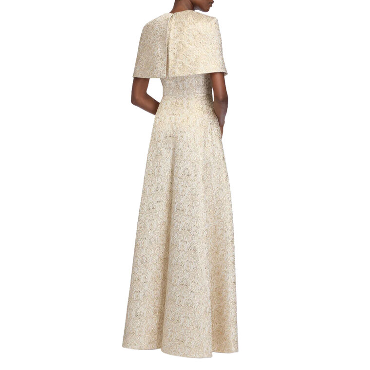 Lucretia Structured Cape Metallic Jaquard Gown image number null