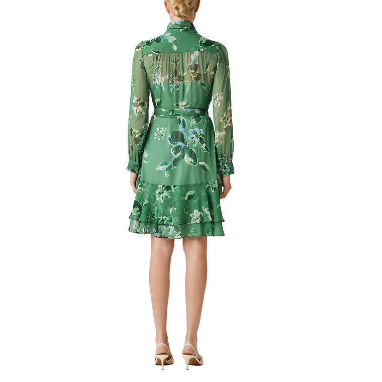 Tie-Neck A-Line Mini Dress image number null
