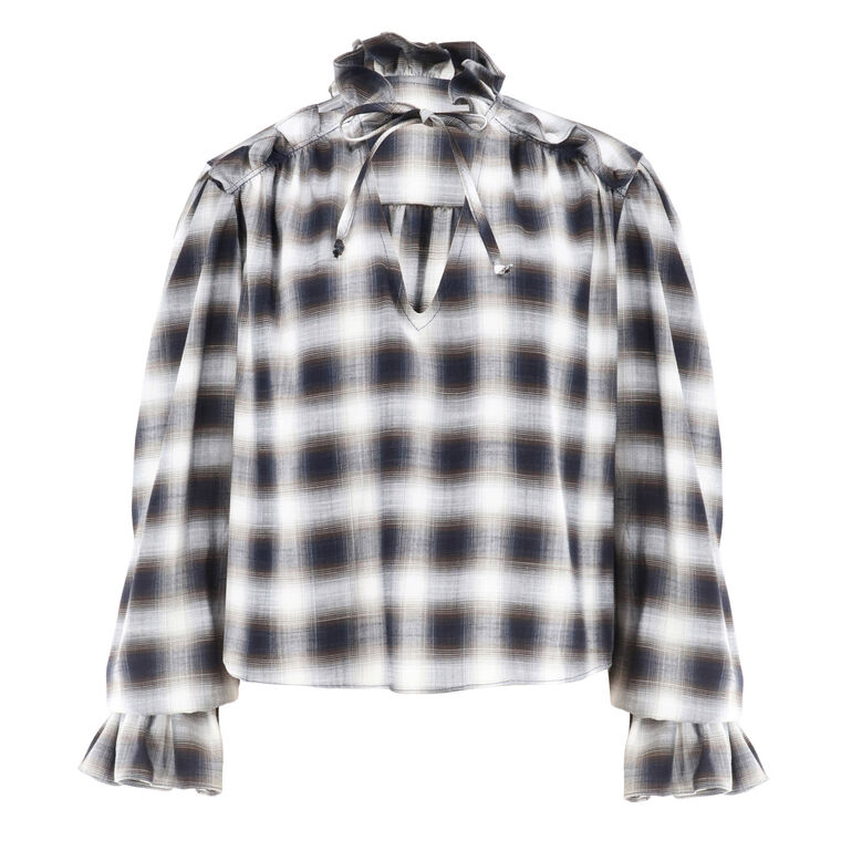 Fiona Plaid Tie Neck Shirt image number null