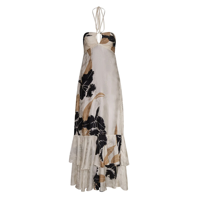 Sevillana Sleeveless Silk Jacquard Maxi Dress image number null